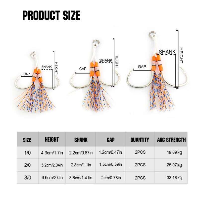 FJORD 2pcs/bag Assist Jig Barbed UV Point Glow Pike High Carbon Steel Hook Sea Winter Ice Fishing Accessories S260305