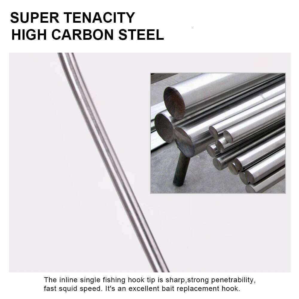FTK 25-50Pcs Carbon Steel Hook With Eye Long Shank Barbed Sharp Fishhook for Saltwater Carp Fishing Accessories 401SS Y260305