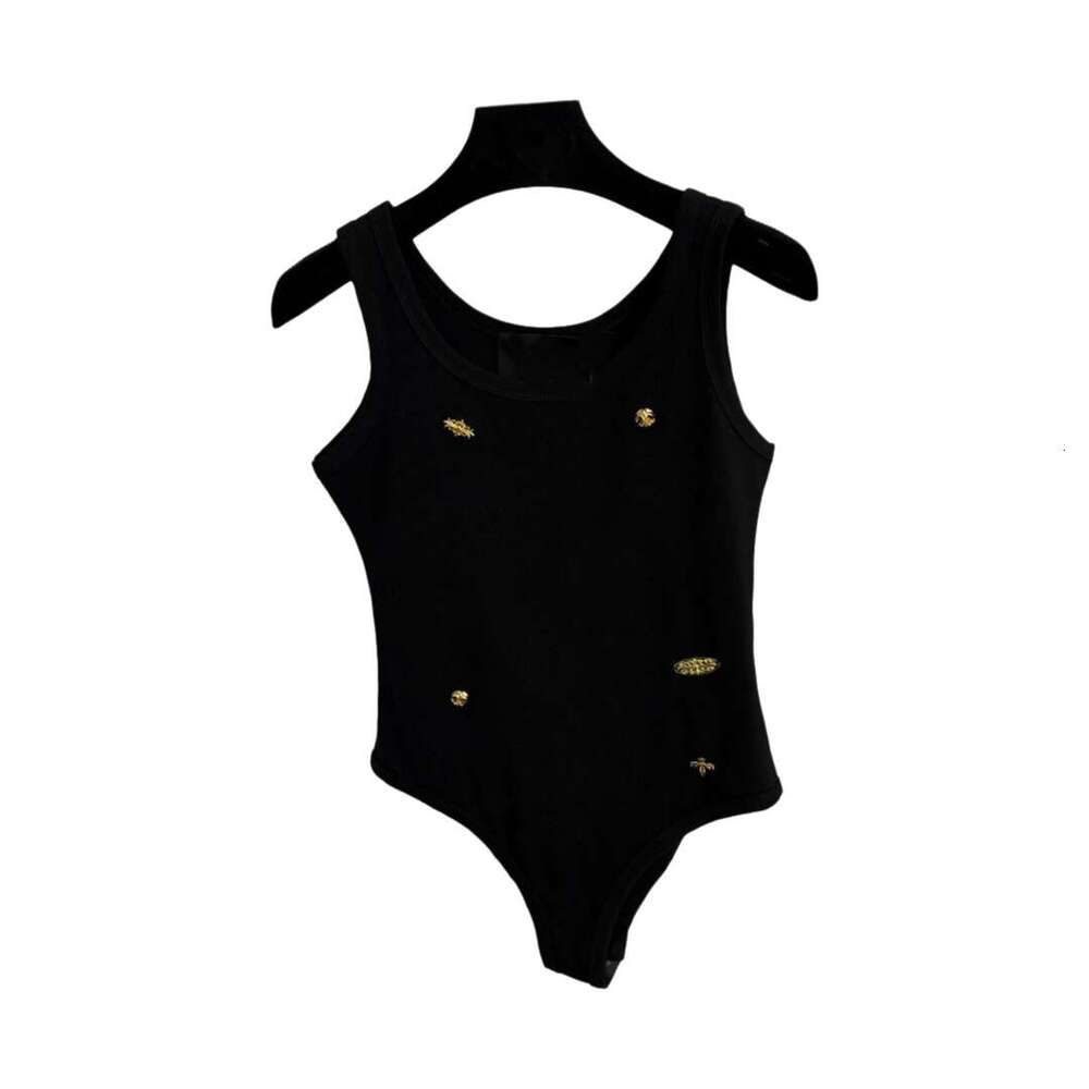 2026 Spring/Autumn New Women's Designer a2 Fashion Metal Cross Decorative Sleeveless jumpsuit