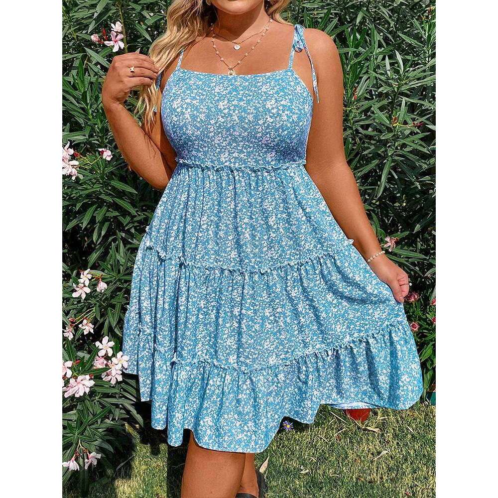 Plus Size Women's Mini Floral Dresses Half Bodycon Short Sleeve Sling Comfortable Casual Best Choice for Summer