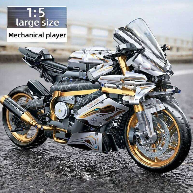 TOYLINX 1:5 Platinum Motorcycle Desktop Decorations 2078PCS Racing Motorbike Building Blocks Gift Mechanical Assembly Bricks Toy Z260305