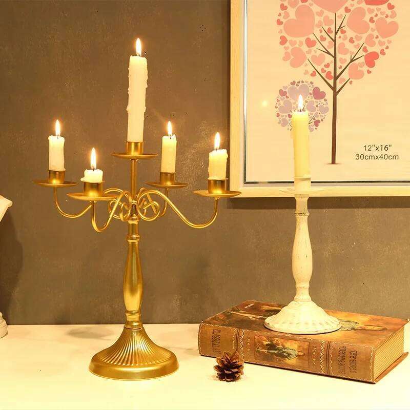 Metal Candelabrum Wrought Iron Vintage Make Old Candlesticks Candle Holders Wedding Centerpieces for Tables Home Decoration XJ260305