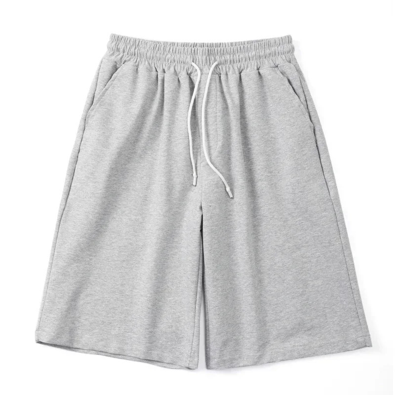 Summer Y2K Solid Color Cotton Loose Mens Sports Pants Shorts Street Wear Simple Drawstring Straight Casual Shorts Male 260306