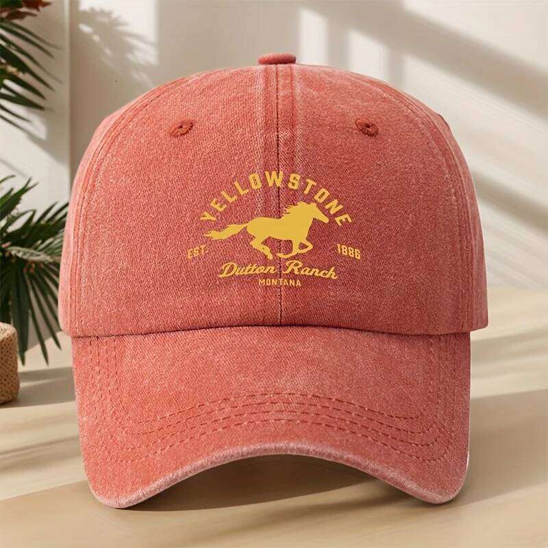 Yellowstone horse print baseball cap,classic retro duckbill cap,comfortable sweat absorbing breathable cap,outdoor casual sports Y260304