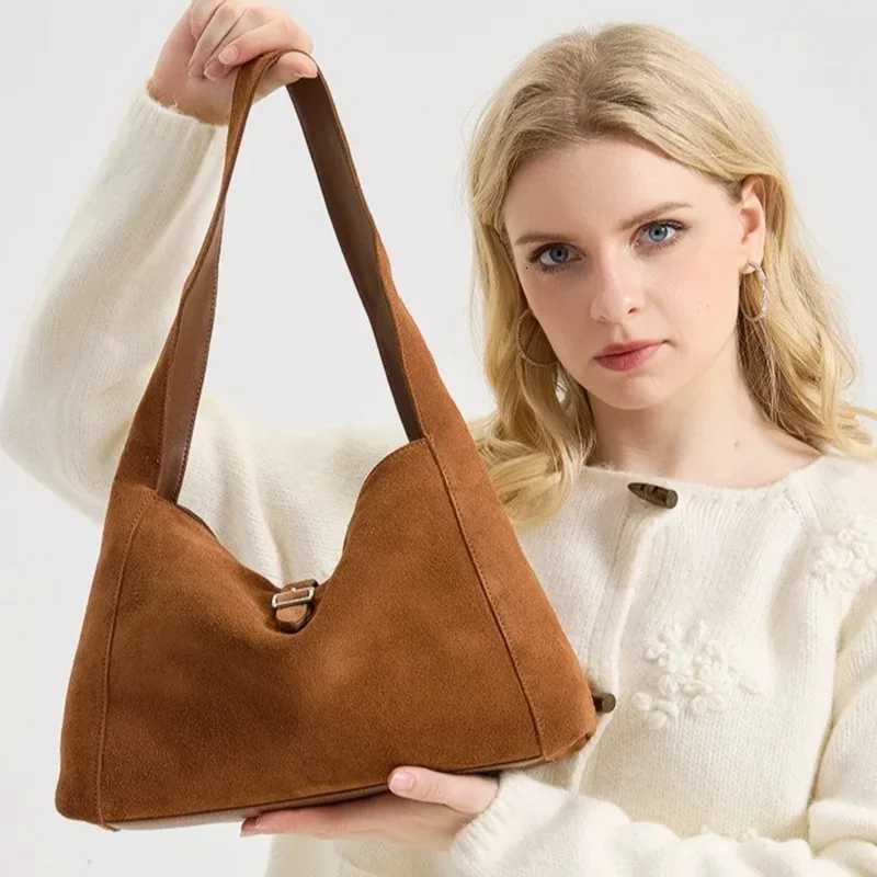 Autumn Winter Collection Large Capacity Tote Matte Natural Suede Leather Women Shopper Handbag Fashion Commute Handbags H260306