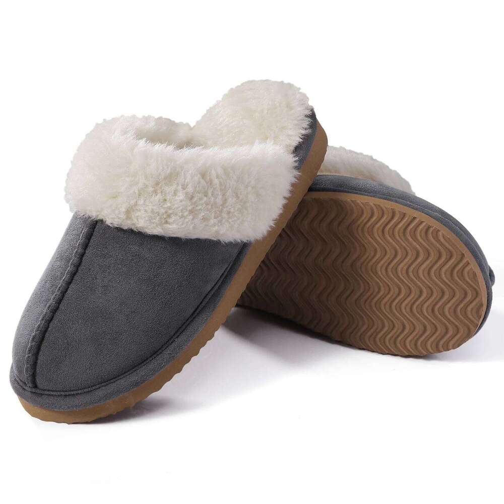 Litfun Winter Fur Women Men 2023 Home Suede Mules Short Plush Slippers New Fashion Indoor Warm Cozy Fuzzy Flats Slides