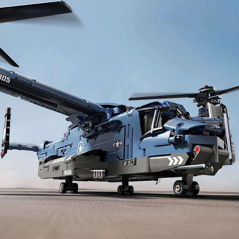 TOYLINX 1486pcs Tiltrotor Aircraft Building Blocks 360 Propeller Military Helicopter Block DIY Airplane Assembly Toy Z260305