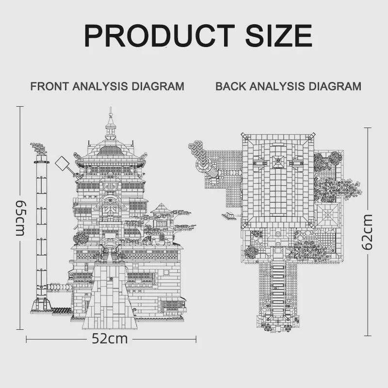 6786PCS City Oil House Soup Hot Springs Hall Hotel Model Bricks Sets Creative Scene Building Blocks Toys Kids Gifts MOC Z260306