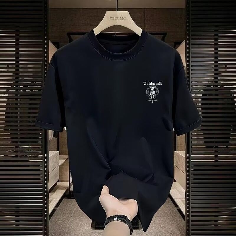 New High-quality men's short-sleeved T-shirt American casual style summer round neck printed breathable versatile top
