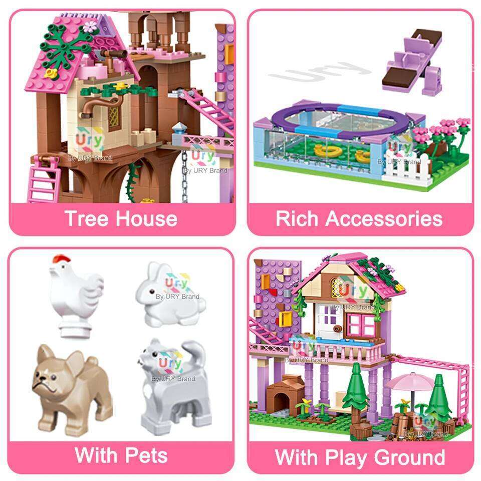 Friends City Tree House Summer Holiday Villa Castle Garden Swimming Pool Building Blocks Sets Figures DIY Toys for Girls Gifts Z260305