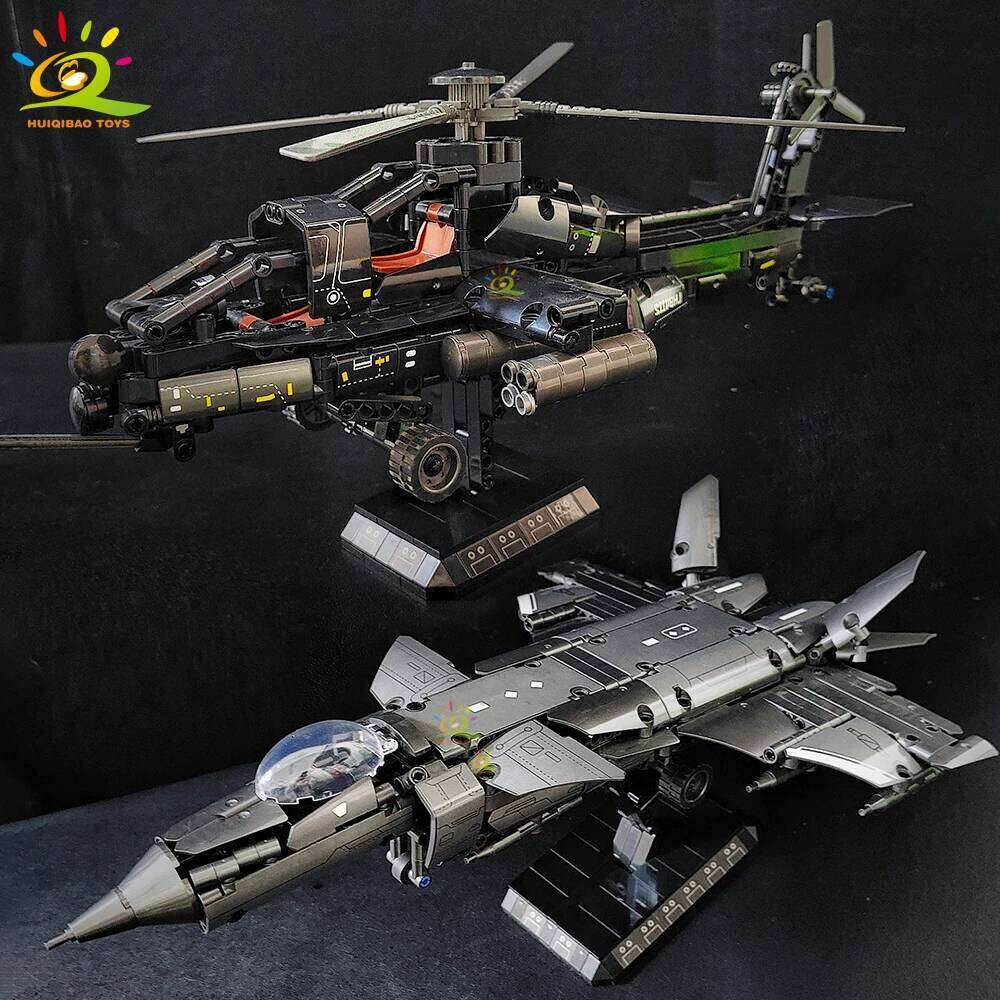 HUIQIBAO WW2 Military Helicopter Army Building Blocks Set for Children Airplane Weapon Toy City Bricks Gift home Decor. Z260306
