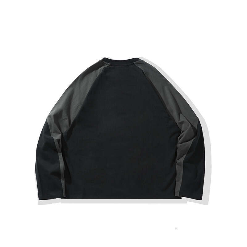 Nanxia Qiaozhuang 2025 Spring New Japanese Retro Color-Block Round-Neck Sweatshirt Trendy Loose-Fit Couple T-Shirt