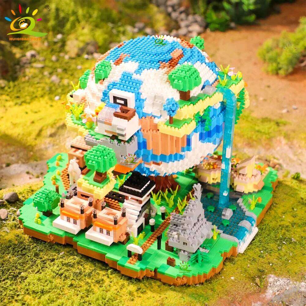 HUIQIBAO 5452PCS MOC The Earth Village Model Micro Building Blocks Architecture Style Brick for Kid Children Construction Toys Z260306