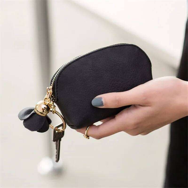 Brand New Fashion Ladies PU Leather Mini Wallet Card Key Holder Zip Coin Purse Floral Pendant Clutch Small Handbag Bag C260304