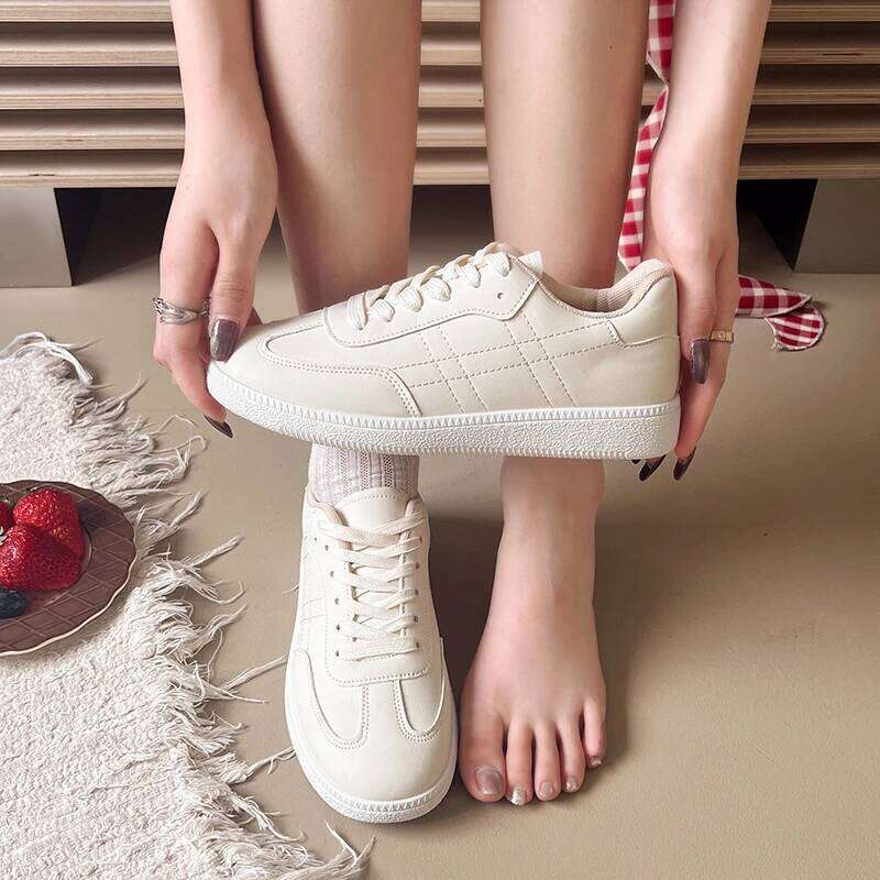 2025 Spring Casual Suede Sneakers Women Mixed Colors Leather Flats Lace Up Closure Ladies Comfortable Shoes Handmade