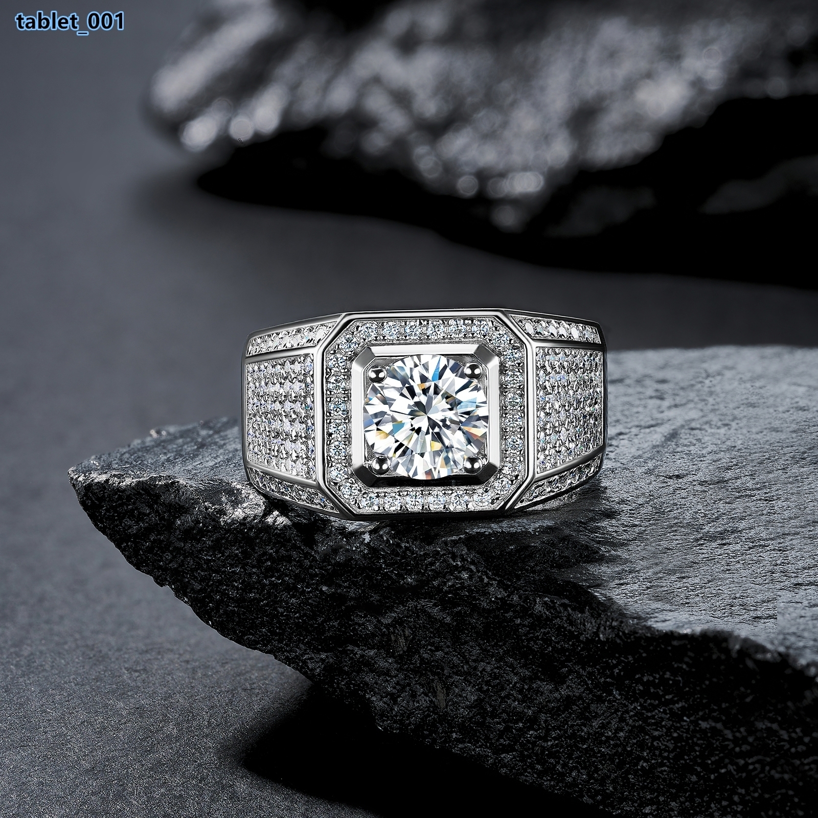 Luxe for Less Diamond-Like 1/2/3CT Round Brilliant Cut Moissanite Mens Anniversary Wedding Ring in Platinum Plated 925 Silver