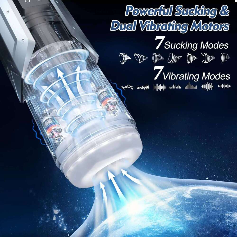 LCD 3in1 Automatic Male Mastubator Blowjob Masturbation Cup with 7 Sucking& Thrusting& Rotating Modes Pocket Pussy Man Sex Toys W260305