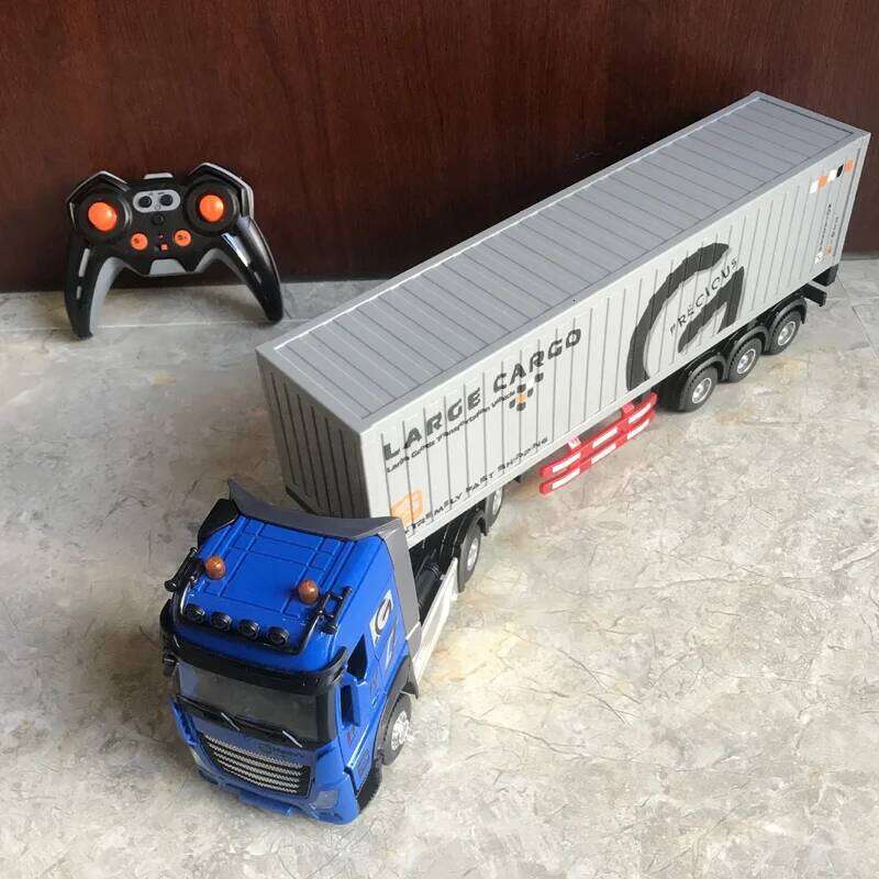 Car Big Remote Control Oil Tank 9ch Alloy Electronic Simulation Trailer Led Music Rc Container Truck Rechargeable Toy C260305