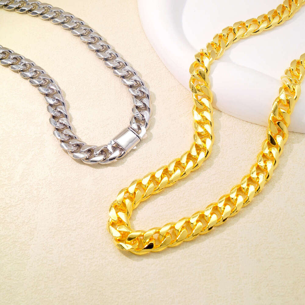 American-style Cuban 925 silver necklace for men and women, light luxury cross-border jewelry, sweater accessory, irregular chain