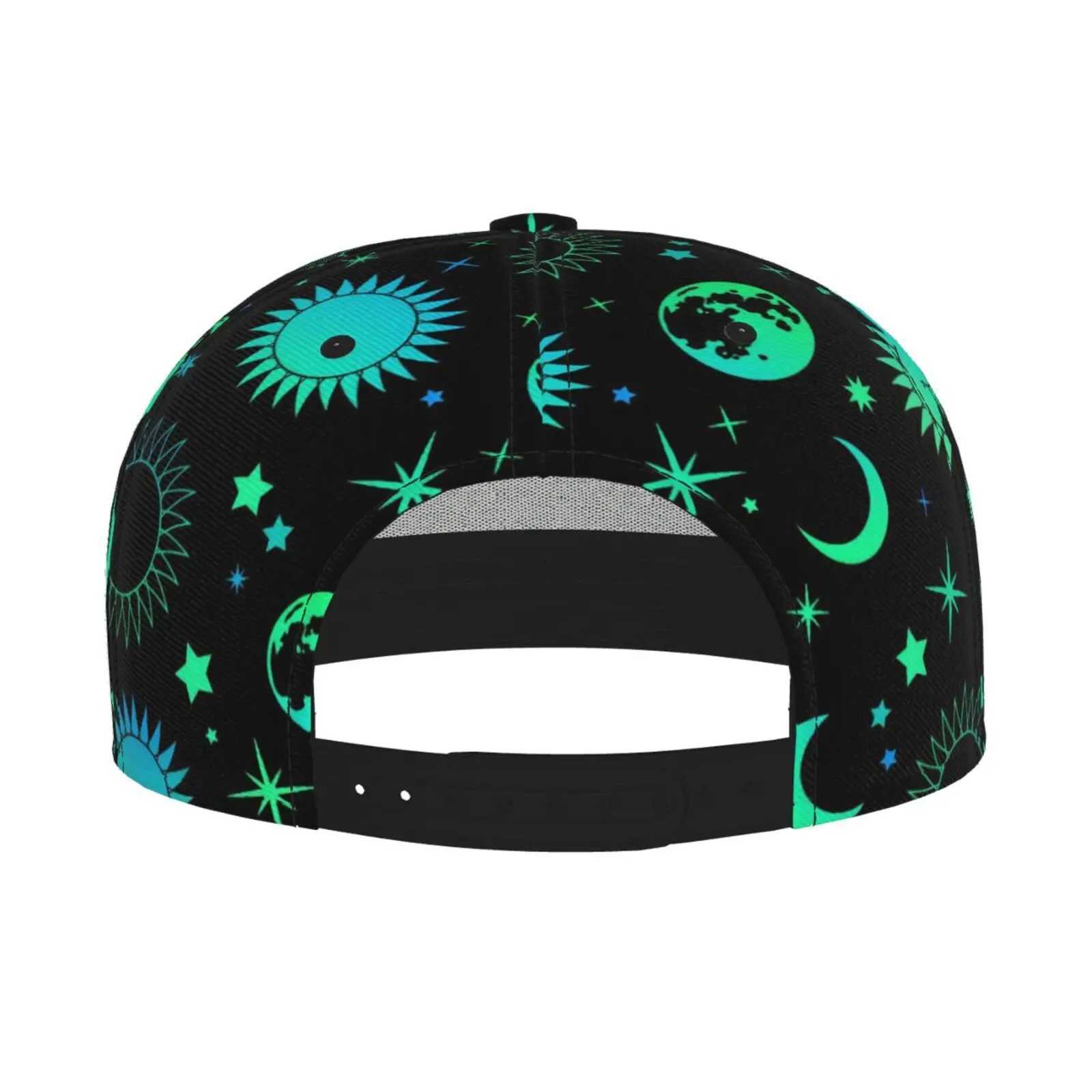 Retro Neon Green Mysterious Sun and Moon Baseball Cap Suitable for Both Men and Women Fun Adjustable Sunshade Baseball Cap S260306