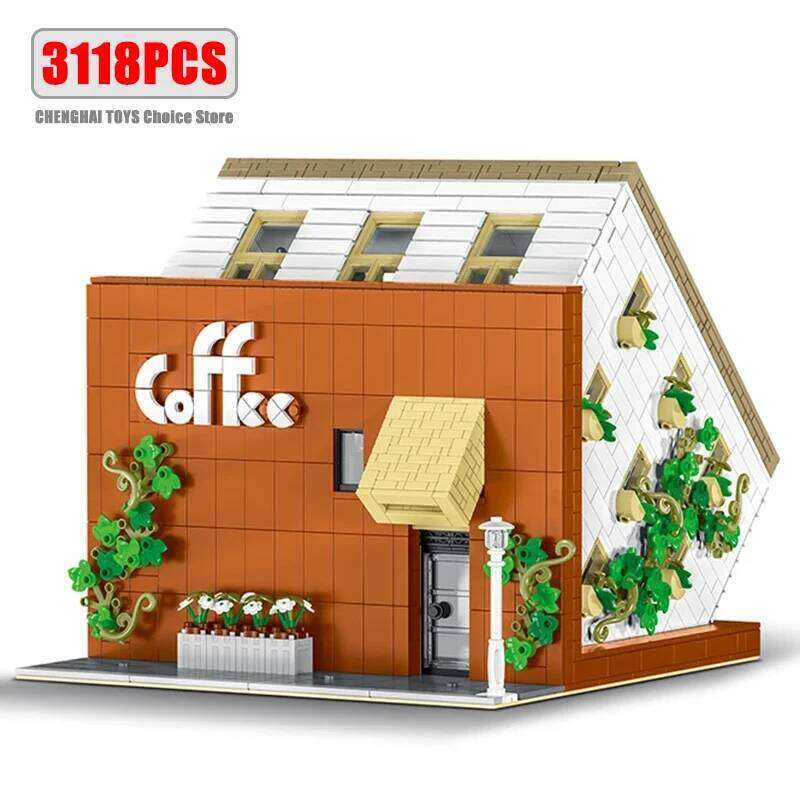 3118pcs Upside Down Cafe Model Street View MOC Modular Architecture Assembly Building Block Bricks Toys for Adults Gifts 10209 Z260306