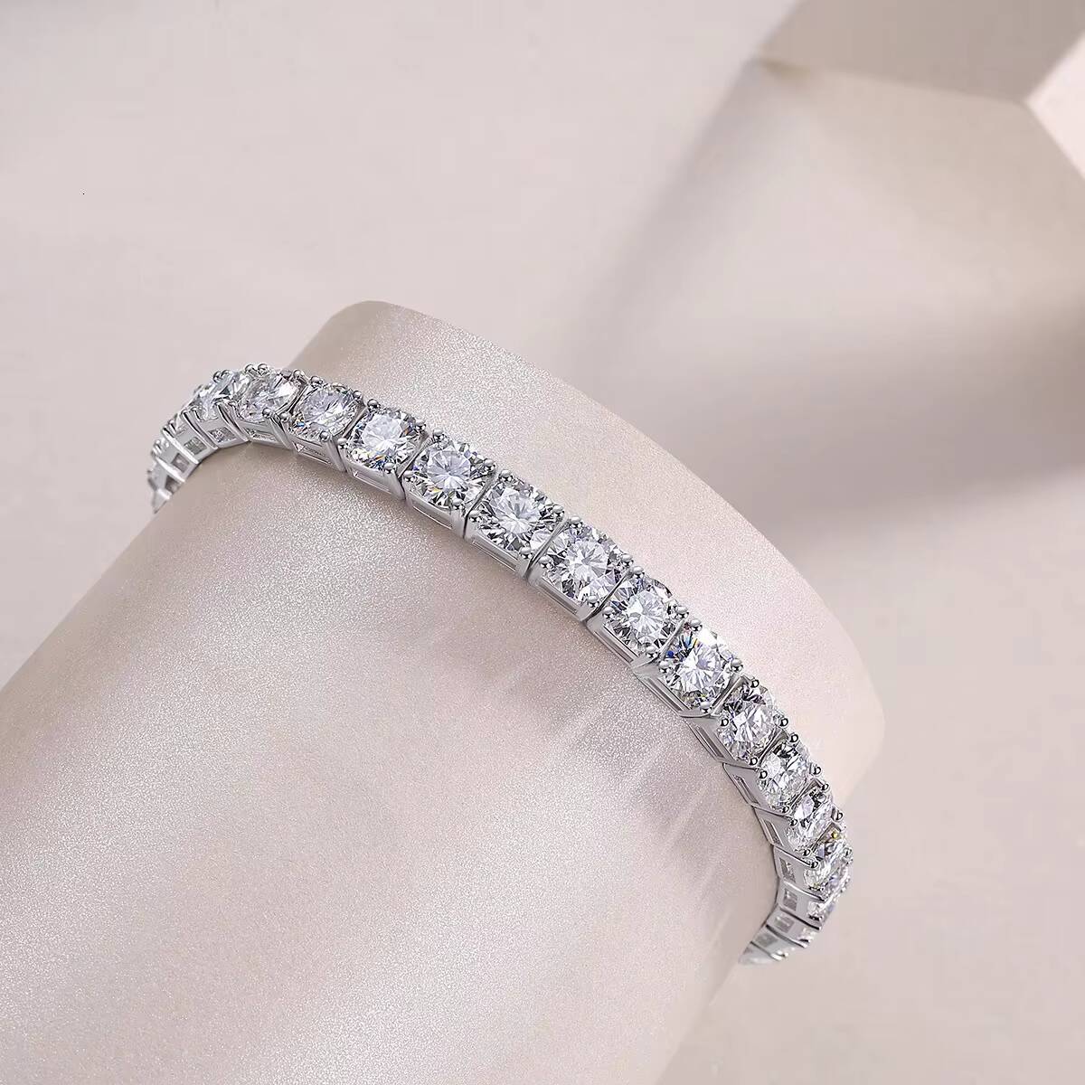 65mm White 925 Sterling Silver VVS Moissanite Diamond Cuban Link Chain Bracelet Iced Out Mossanite Jewelry Men Women Bracelet