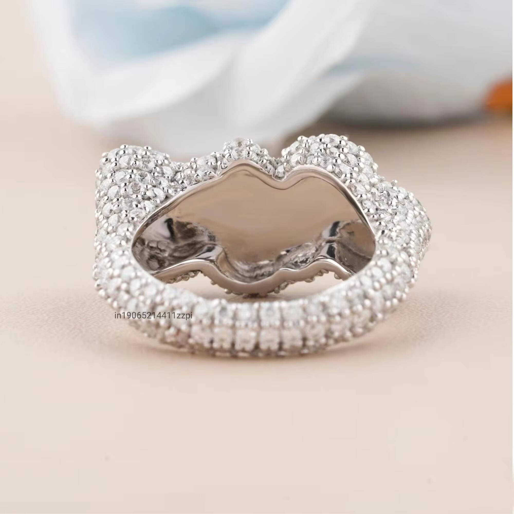 Ice Out Real Moissanite Hip Hop Custom Name Ring Personalized Moissanite Diamond Ring in 14K Rose Gold Over Silver