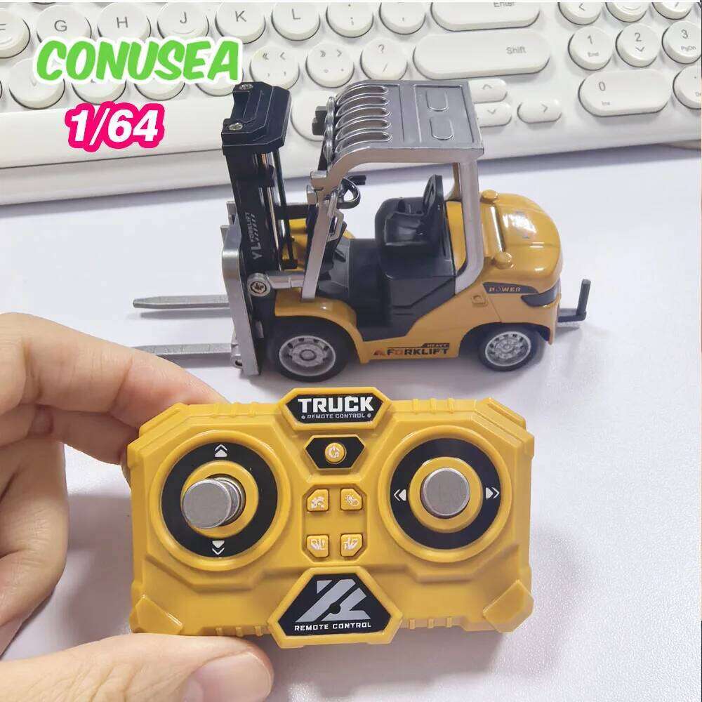 Mini RC Forklift 1/64 Alloy Desktop Remote Controlled Car Toy Engineering Vehicle App Control Cars Trucks Christmas Gifts Kids C260305