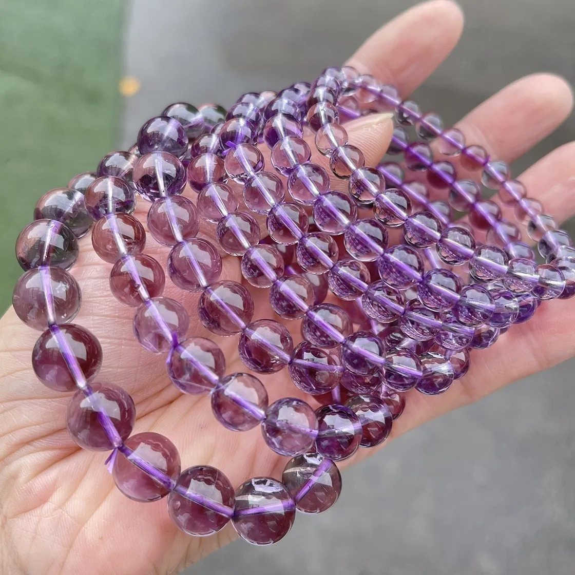 JD 7A Natural Brazilian Ice Amethyst Bead Bracelets Women Light Purple Energy Crystal Stone Strand Bracelet Reiki Healing Gifts 260302