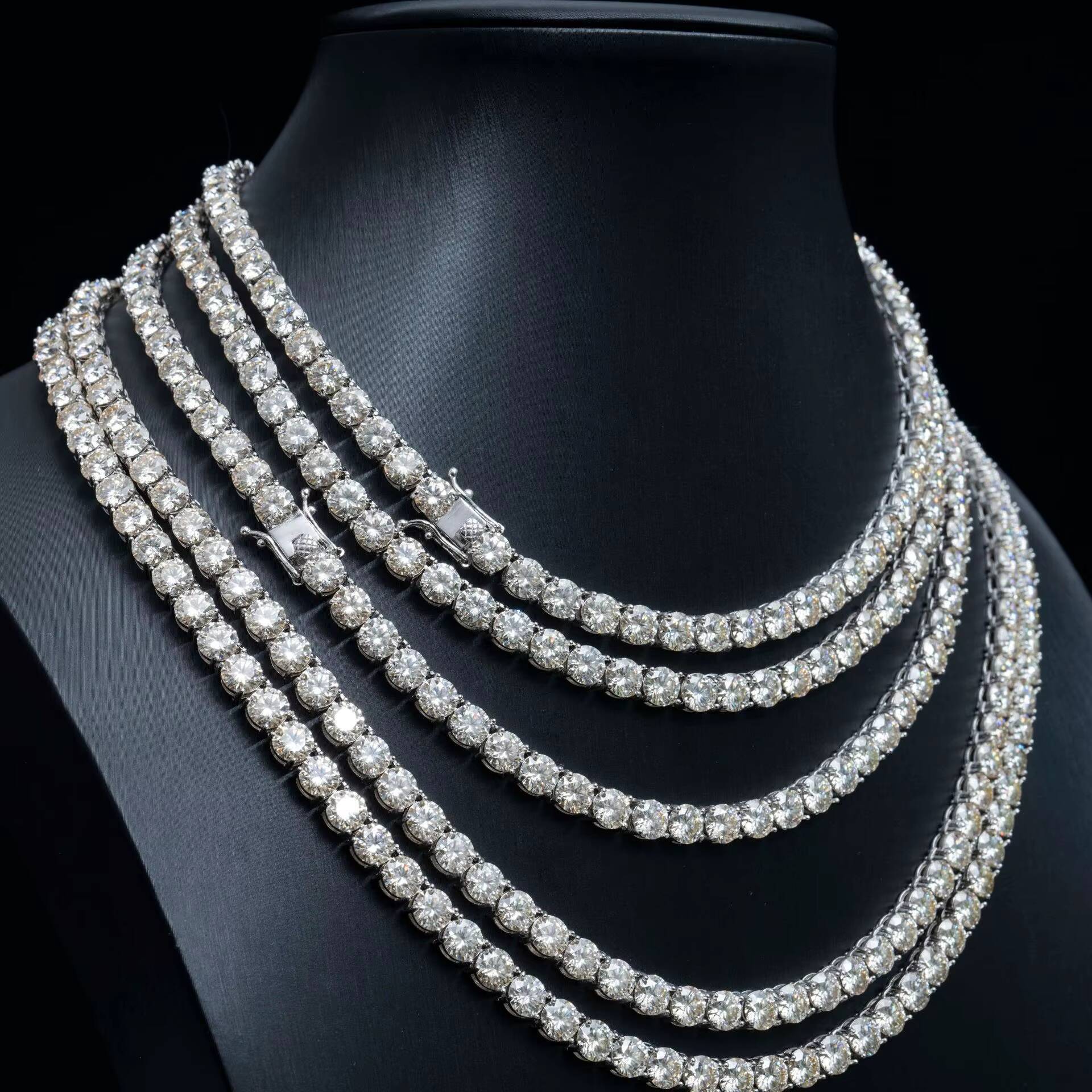 65mm Real 10K 14K Solid Gold Vvs Moissanite Diamond Tennis Chain Bracelet Necklace Hot Selling Sinocre Hip-Hop Lover