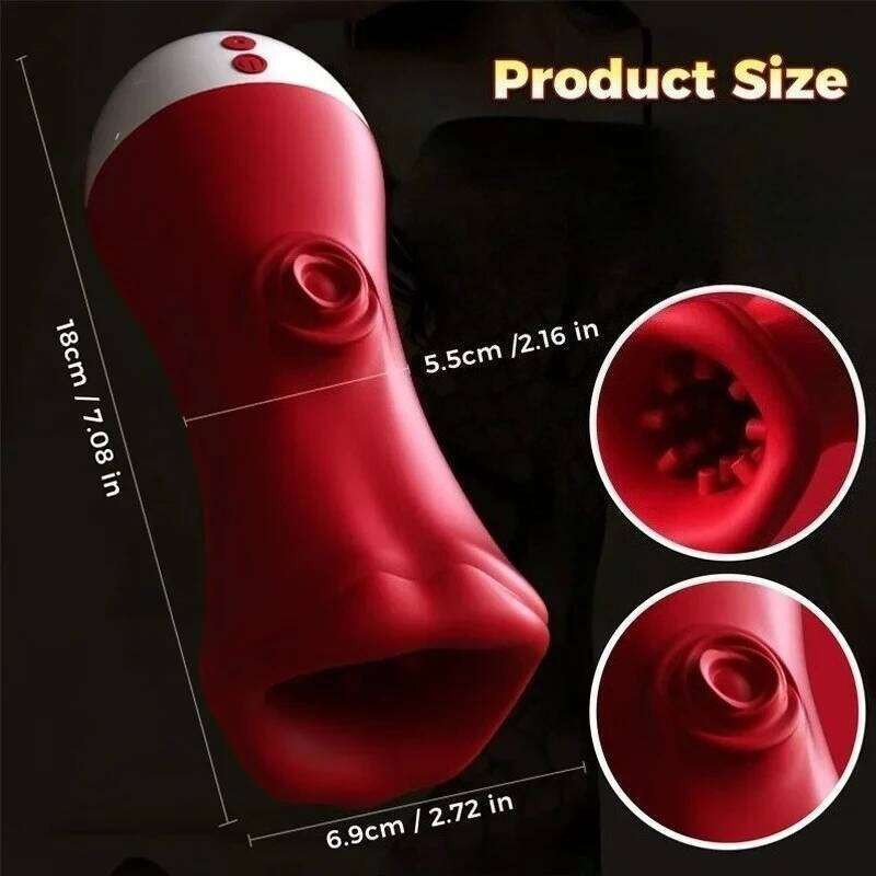 2 in 1 Deep Throat Sucking Male Mastubator Tongue Licking Glans Stimulator Penis Training Cup Peni Vibrator Sex Toys for Men W260305