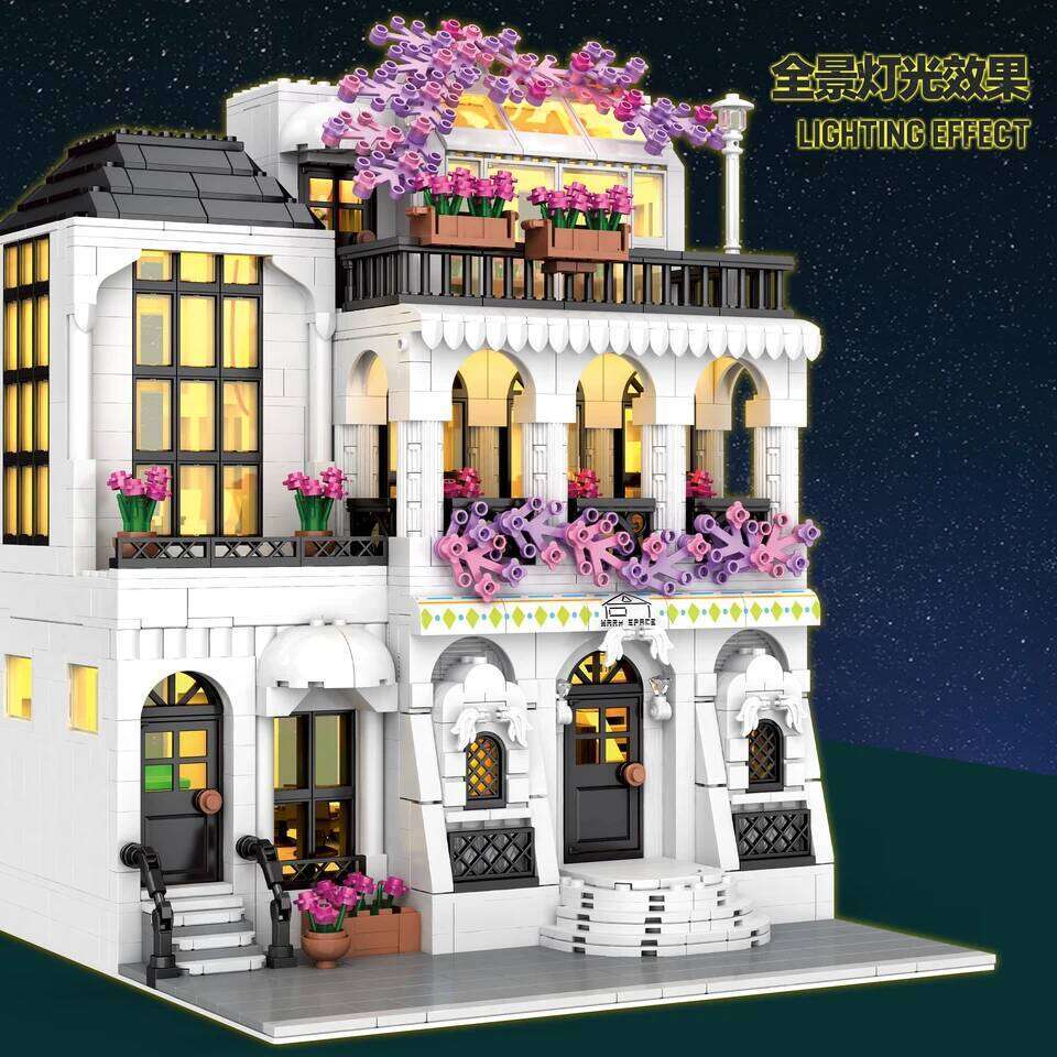 MOC Creative European Architecture Building Blocks Garden Hotel Flower Villa Street View Bricks Ideas Toy For Friend Gift Z260306