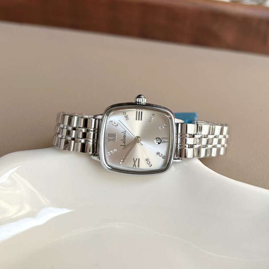 With Box Labaoli New Square Steel Strap Women's Watch with Dainty Calendar for Design Free gift