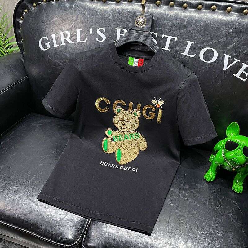European High-End Embroidered Mercerized Cotton Short-Sleeve Summer New Men's Half-Sleeve T-Shirt