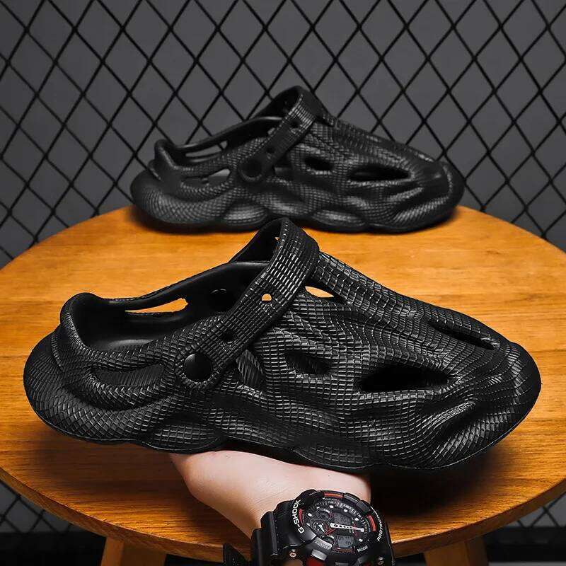 Litfun Summer Clogs Sandals For Men New Outdoor Soft Botton Beach Slippers Anti-slip EVA Garden Fashion Hollow Hole Shoes