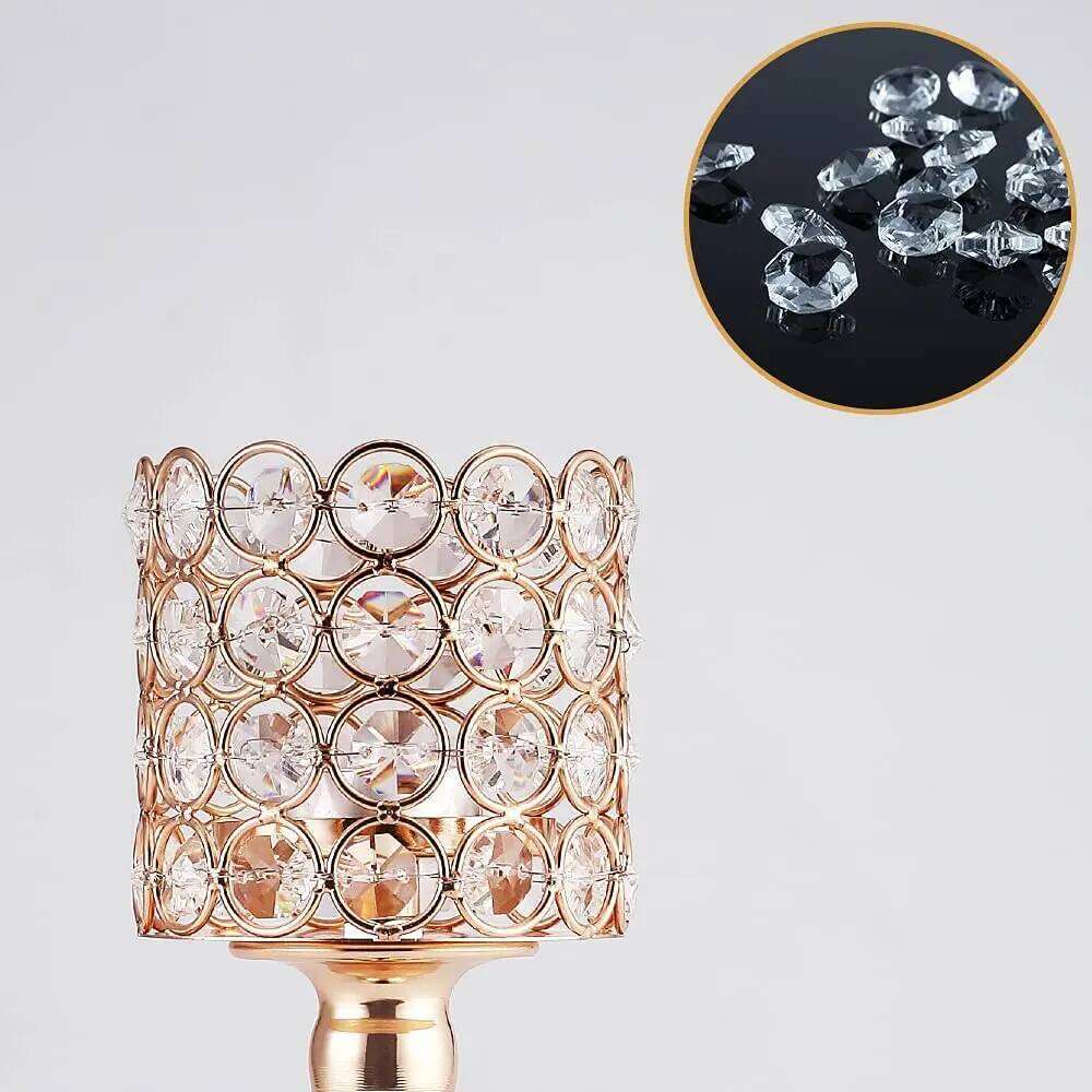 Crystal Cylinder Candle Holders, Pillar Candlestick Holders for Living Room, Wedding, Dining Table, Centerpieces, Firep, 1Pcs XJ260305