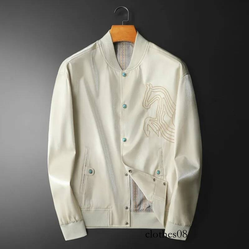 Minglu Baseball Collar Casual Men's Jackets High Quality Spring Autumn Horse Embroidery Male Coats Plus Size 5XL Man Overcoats