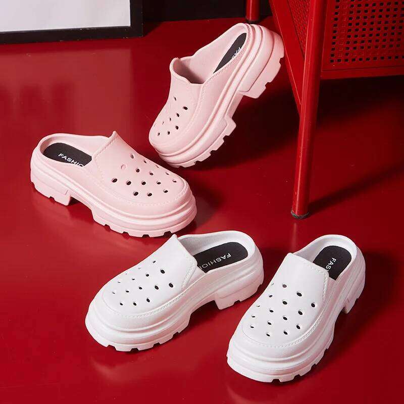 Litfun Outdoor Beach Slippers Garden Soft Thick Bottom Clogs Sandals Women Summer High Heels Fashion Hole Shoes