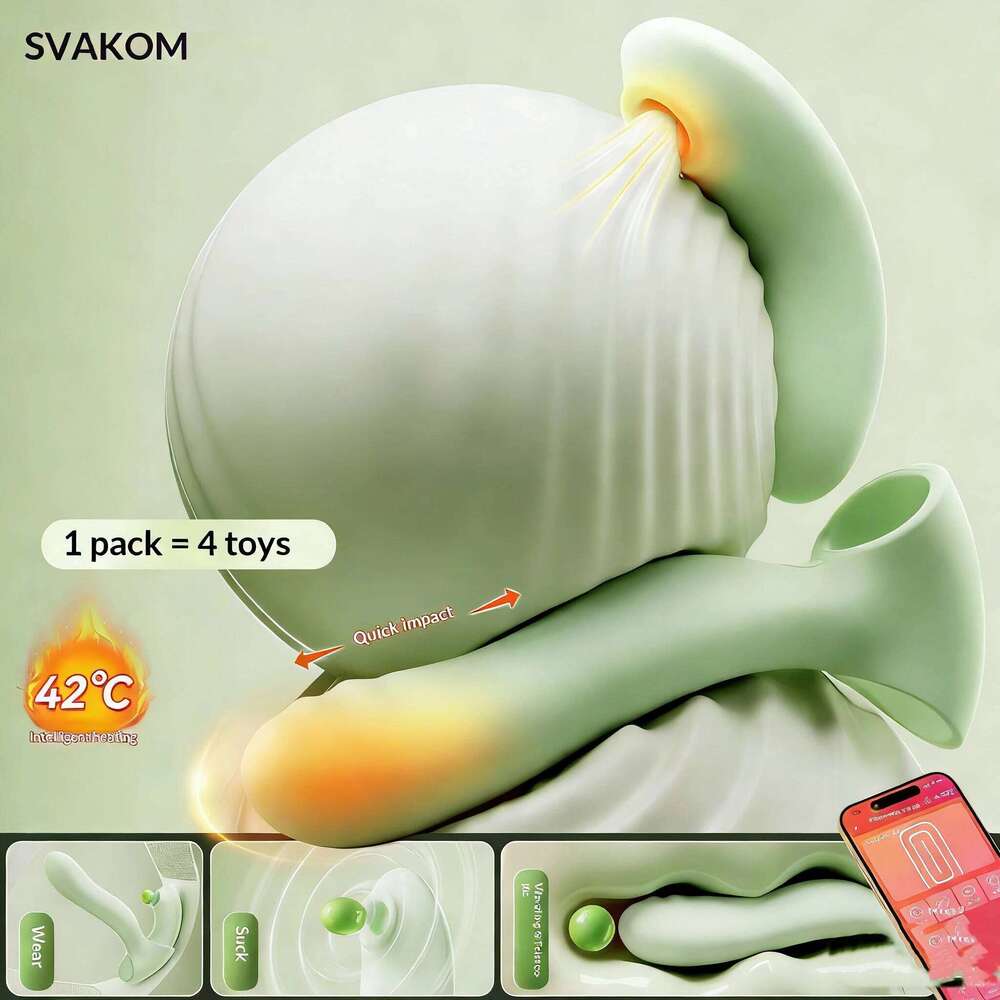 2-in-1 Telescopic Thrusting Silicone Dildo with Clitoral Suction Vibrator and Heating Function Detachable Wearable Toy for Women W260305