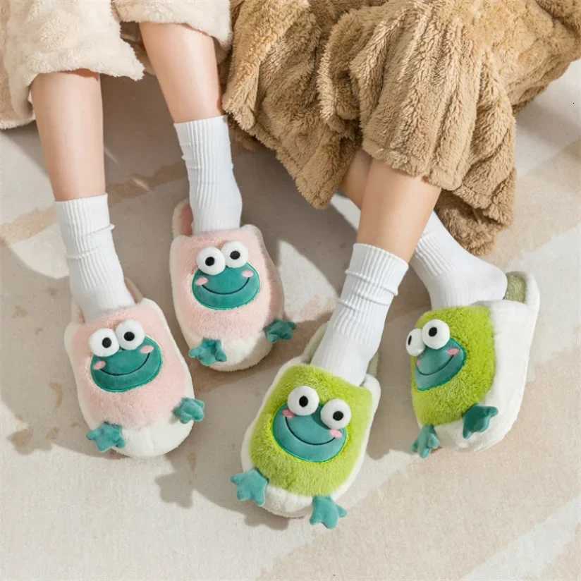 Womens House Slipper Female Frog Bear Winter Warm Kawaii Cartoon Plush Contton Indoor Non Slip Funny Cute Fuzzy Home Floor Shoes S260305