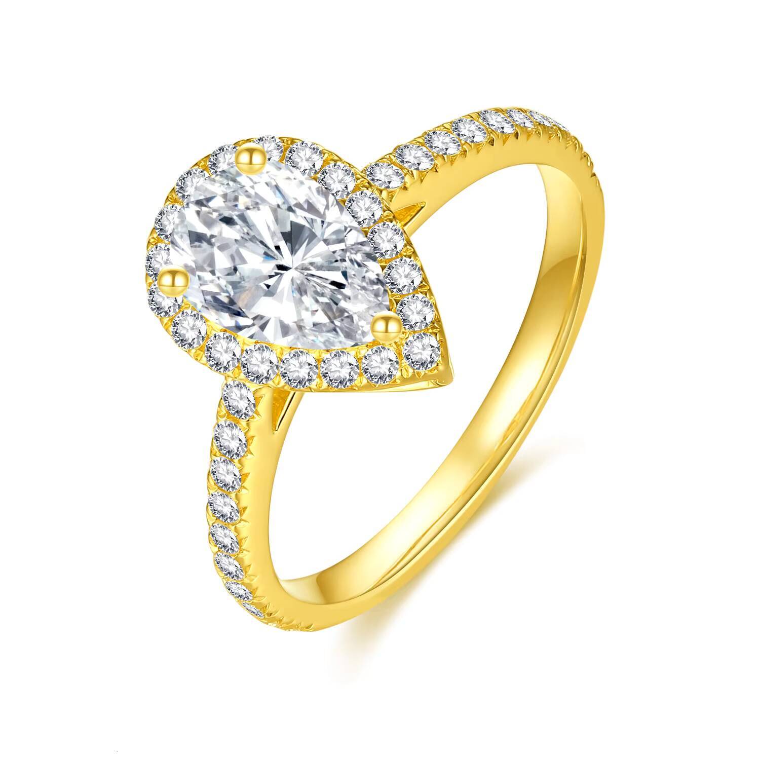Custom Luxury Jewelry 9K/14K/18K Gold Ring Pear-Shaped Ladies Wedding Ring Bridal Wedding Ring Lab-Cultured Diamond