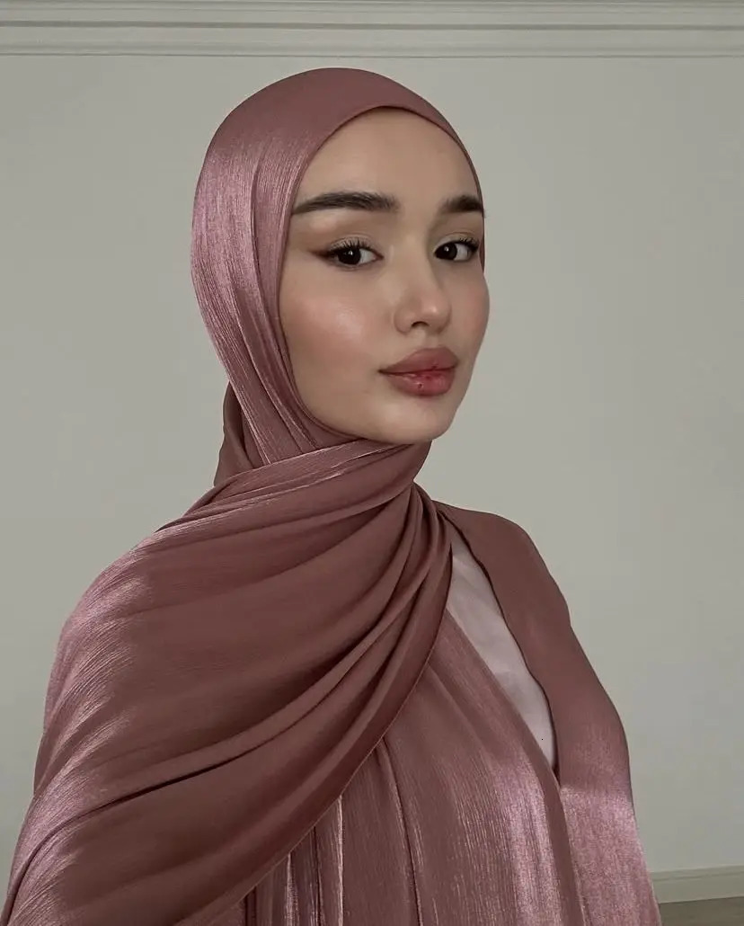 Shimmershawl Silk Hijab Scarf Breathable Cool Island Satin Medine Silk Veil Muslim Hijab Shiny Silk Shawl Womens Scarves Tippet 260304