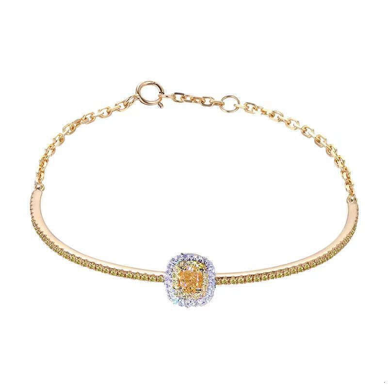 Luxury Sparkling Citrine Bracelet for Women Cute Square Sugar Design Shiny Crystal Light Luxury Fashion Jewelry