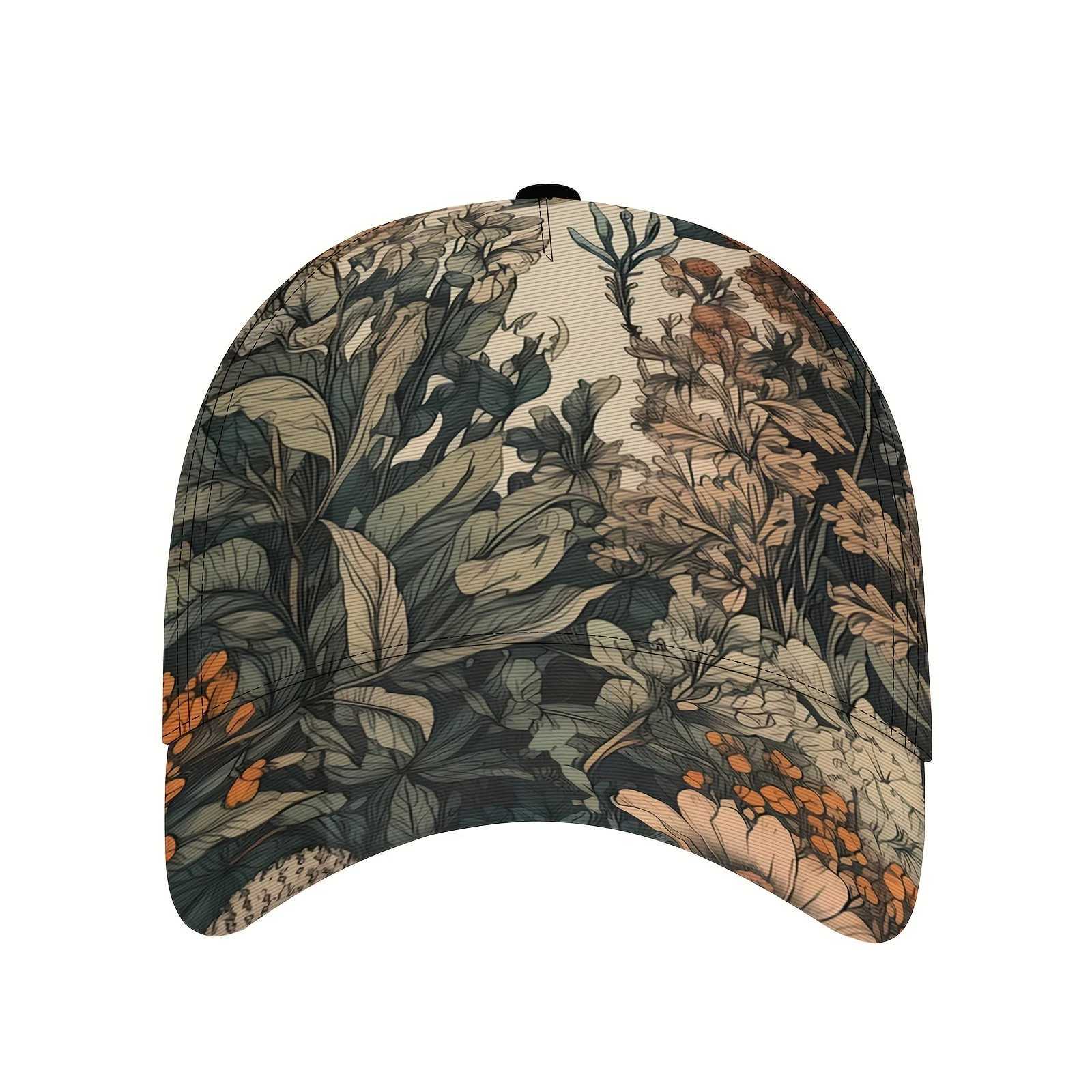 Adjustable Bohemian Floral Print Baseball Cap Lightweight Polyester Snapback with Full Print Design Ideal for Outdoor Activities S260306