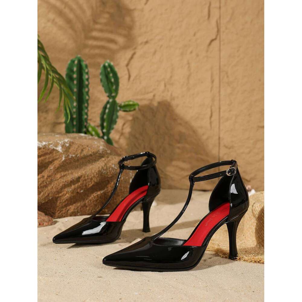 Women's Patent Leather Pointed-Toe Stiletto Sandals