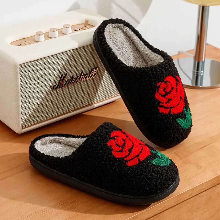 Women Winter Slippers Romantic Rose Home Warm Passionate Love comfortable Leisure Anti Slip Cotton Shoes Lover Girlfriend Gift S260305