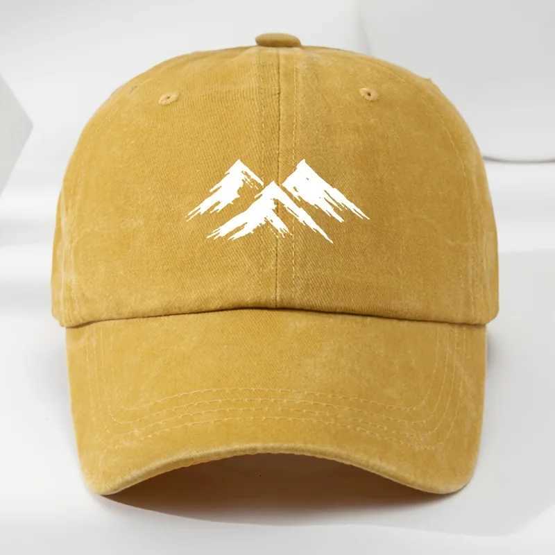 Interesting baseball cap mountain print outdoor mens casual sports breathable duckbill cap washed retro sun hat S260306