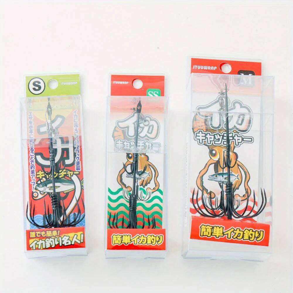 1 pc sharp long handled squid double-layer fish hook with barb, large sea fishing octopus anchor hook, 3 models S260305