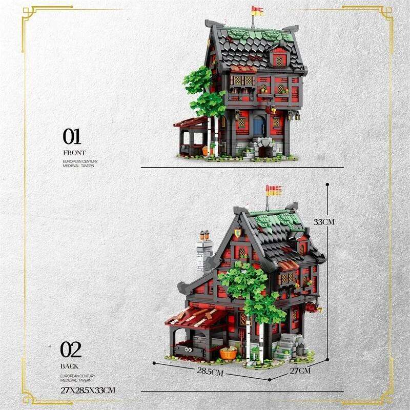 3214PCS Crusader Blocks European Street View Hotel Building MOC Model Bricks Desktop Ornaments Kids Toys Gifts Z260306