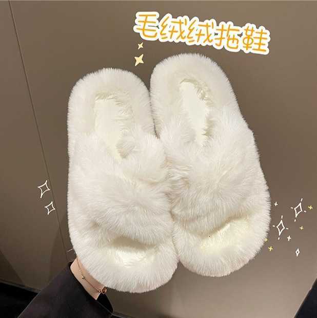 Furry Slippers for Women Outdoor Wear 2025 New Korean Style Ins Trendy Shoes Autumn Winter 2024 Home Cotton Slippers Spring Summer S260305